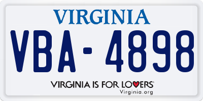 VA license plate VBA4898