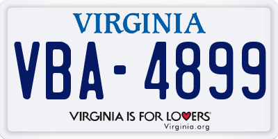 VA license plate VBA4899