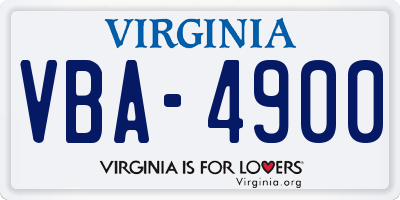 VA license plate VBA4900