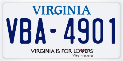 VA license plate VBA4901