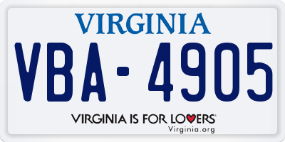VA license plate VBA4905