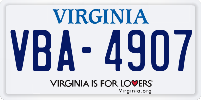 VA license plate VBA4907
