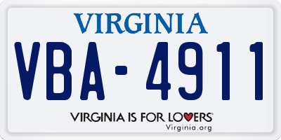 VA license plate VBA4911