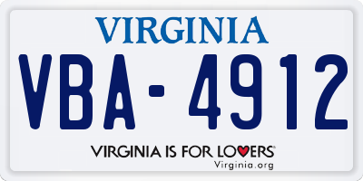 VA license plate VBA4912