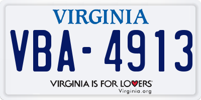VA license plate VBA4913
