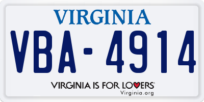 VA license plate VBA4914
