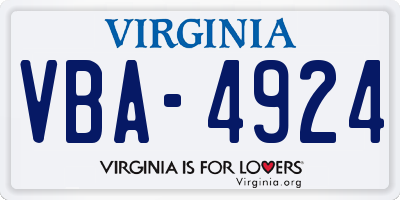 VA license plate VBA4924
