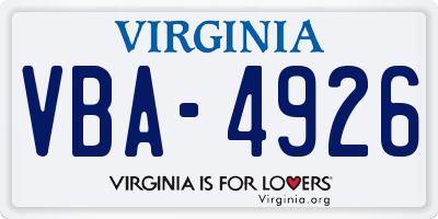 VA license plate VBA4926