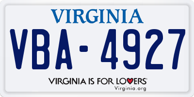 VA license plate VBA4927
