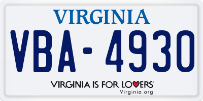 VA license plate VBA4930