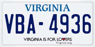 VA license plate VBA4936