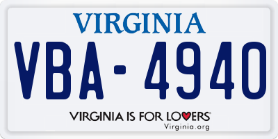VA license plate VBA4940