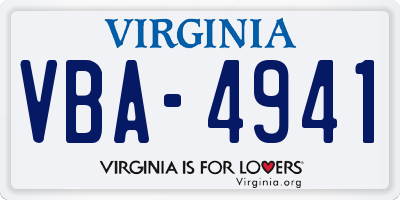 VA license plate VBA4941