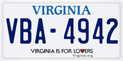 VA license plate VBA4942