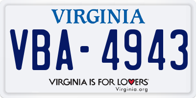 VA license plate VBA4943