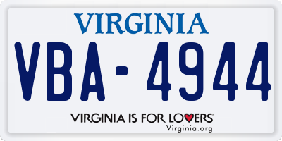 VA license plate VBA4944