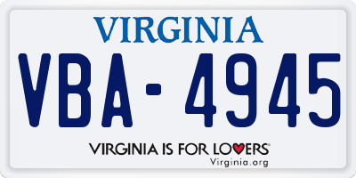VA license plate VBA4945