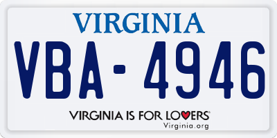VA license plate VBA4946
