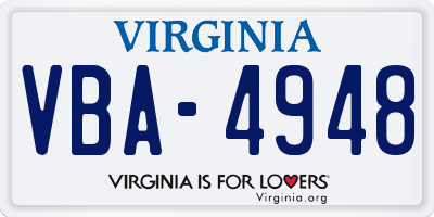 VA license plate VBA4948