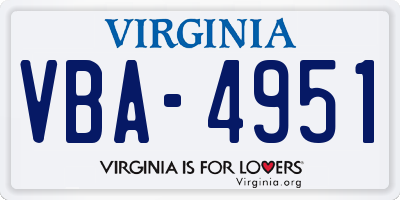 VA license plate VBA4951