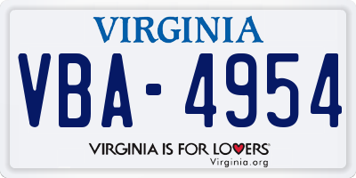 VA license plate VBA4954