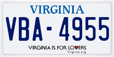 VA license plate VBA4955