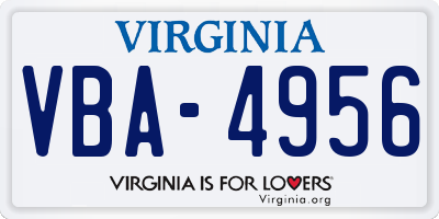 VA license plate VBA4956