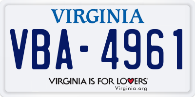 VA license plate VBA4961