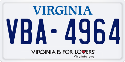VA license plate VBA4964