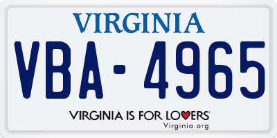 VA license plate VBA4965