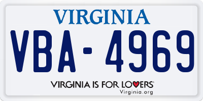 VA license plate VBA4969