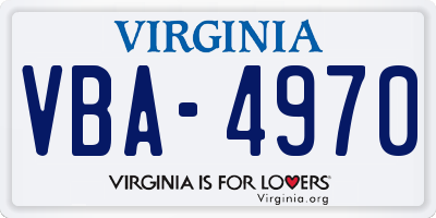 VA license plate VBA4970