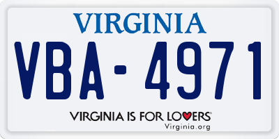 VA license plate VBA4971