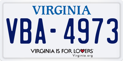 VA license plate VBA4973