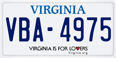 VA license plate VBA4975