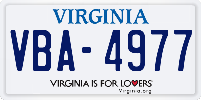 VA license plate VBA4977