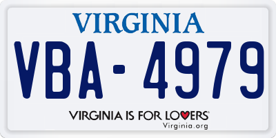 VA license plate VBA4979