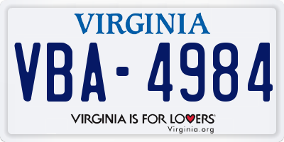 VA license plate VBA4984