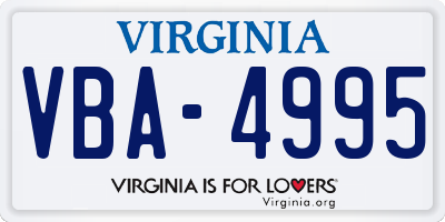 VA license plate VBA4995