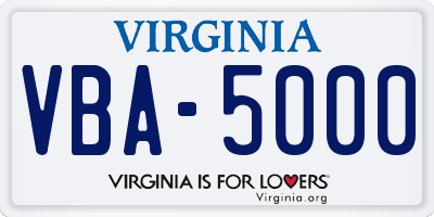 VA license plate VBA5000