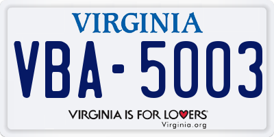 VA license plate VBA5003