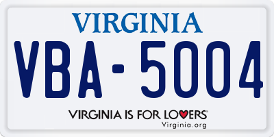 VA license plate VBA5004