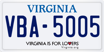 VA license plate VBA5005