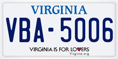 VA license plate VBA5006