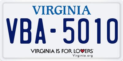 VA license plate VBA5010