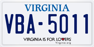 VA license plate VBA5011