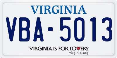 VA license plate VBA5013