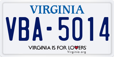VA license plate VBA5014