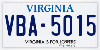 VA license plate VBA5015