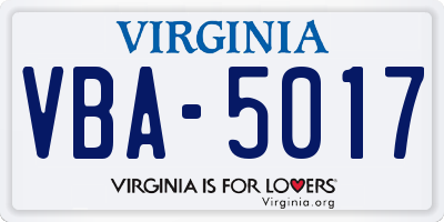 VA license plate VBA5017